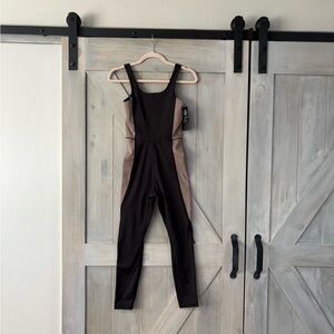 Black and Taupe Color Block Sleeveless Bodysuit